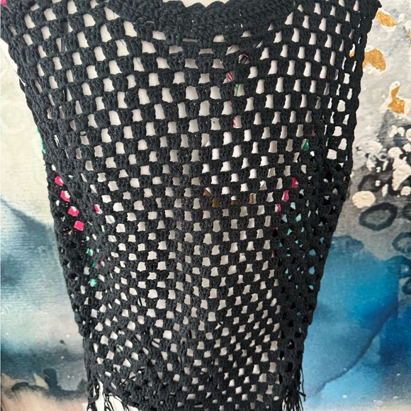Umgee | Black Multicolor Crochet Fringe Sweater - Picture 5 of 8